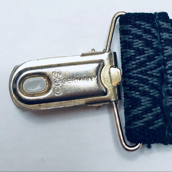 VINTAGE CAS West Germany Dapper brass clip adjustable dress suspenders Navy - Picture 6 of 8